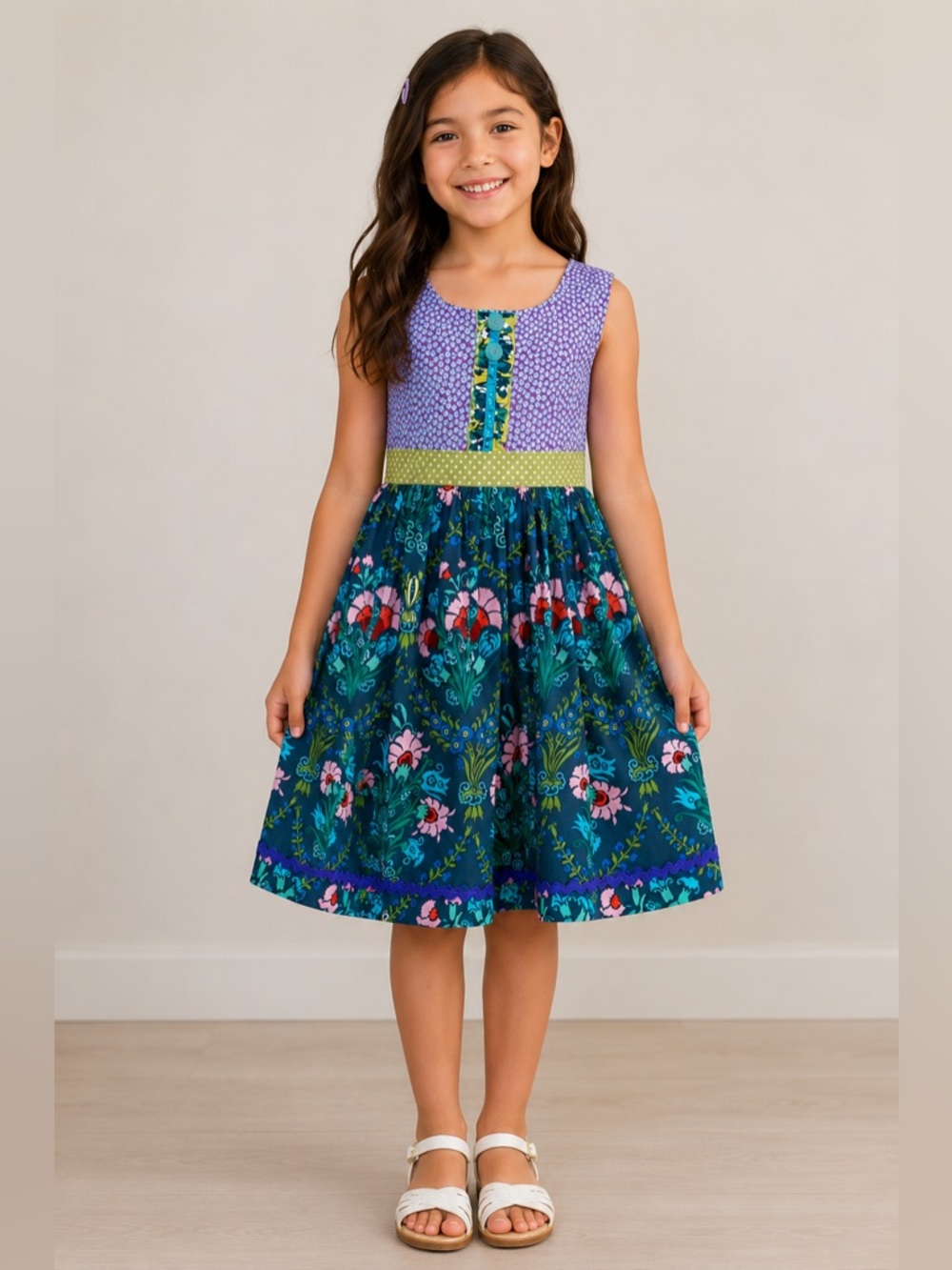 RARE Matilda Jane Platinum Dress Size 8 Numbered 2/40 Mixed Print #0162